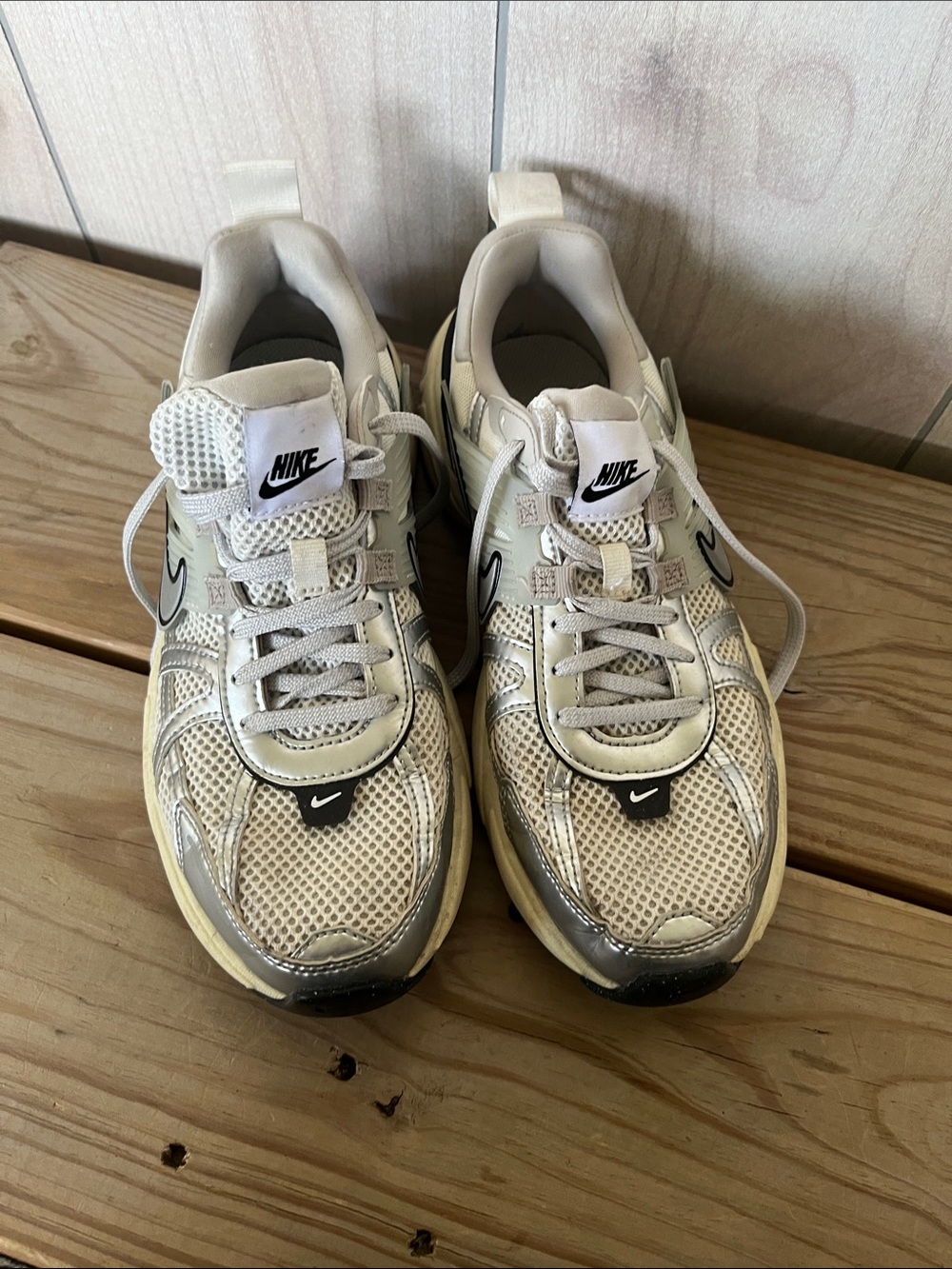 Nike Cream and White Mesh Trainer Sneakers
